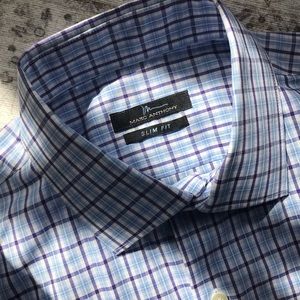 NWOT Marc Anthony Slim Fit Blue Plaid Shirt -Small